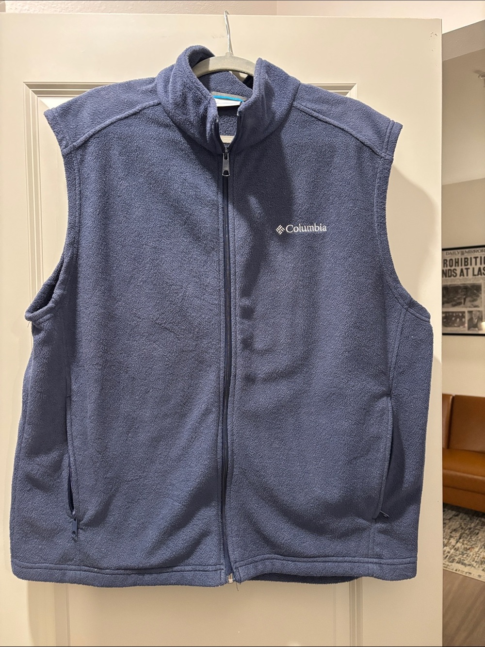 Columbia Blue Fleece Vest with Full Zip